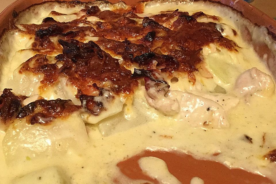 Kohlrabigratin mit Hähnchenbrust