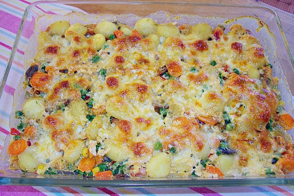 Gnocchi - Gratin mit Knoblauchgemüse