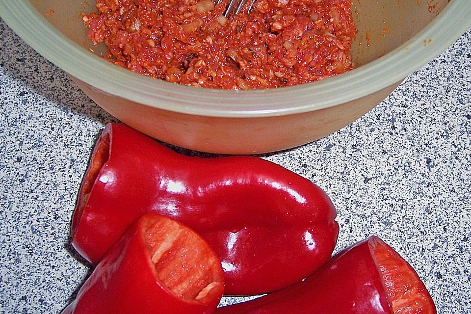 Gefüllte Paprika mit Tomatensoße