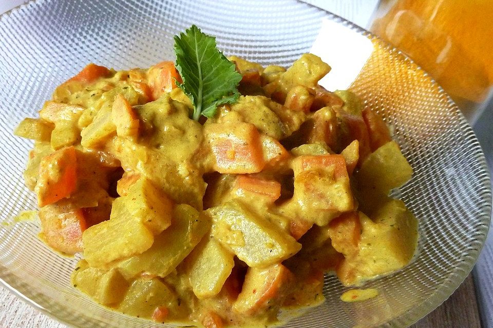 Kohlrabi & Möhren in Currycreme