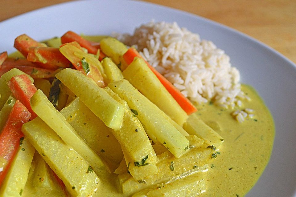 Kohlrabi & Möhren in Currycreme