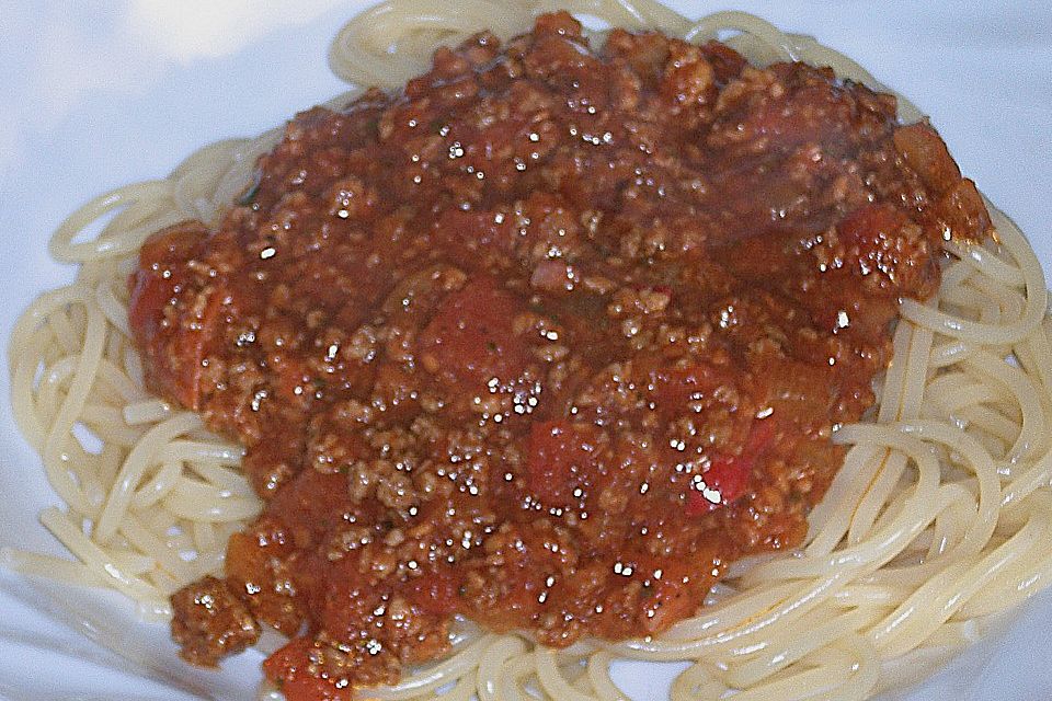 Scharfe Spaghetti Bolognese