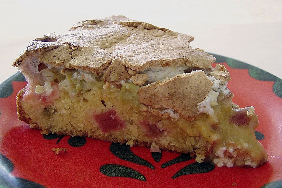 Rhabarberkuchen mit Mandelbaiser