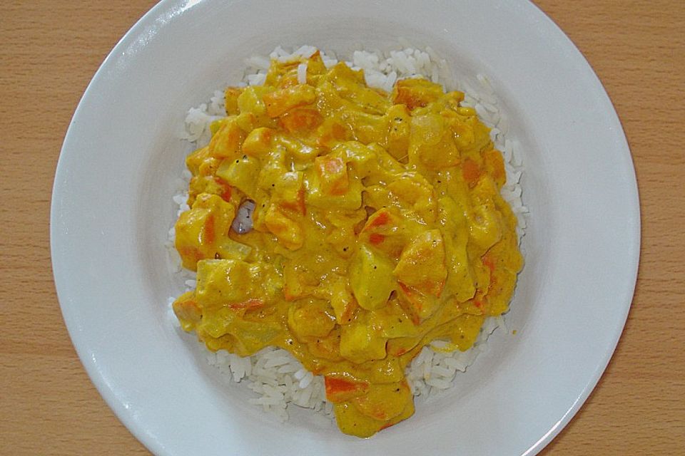 Kürbis in Sahne Curry