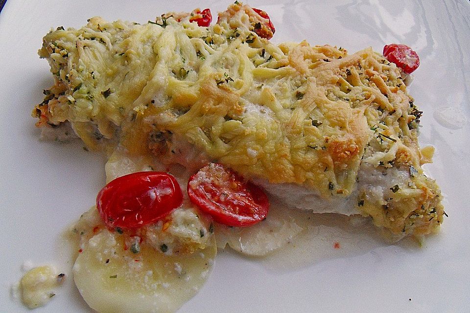 Seelachsfilet auf Zucchinibett