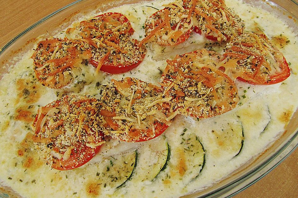 Seelachsfilet auf Zucchinibett