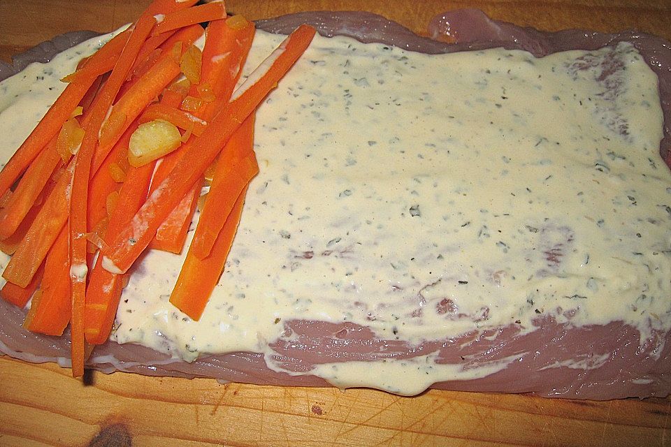 Putenroulade mit Frischkäse