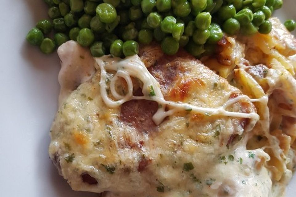 Bratkartoffelauflauf mit Schnitzel