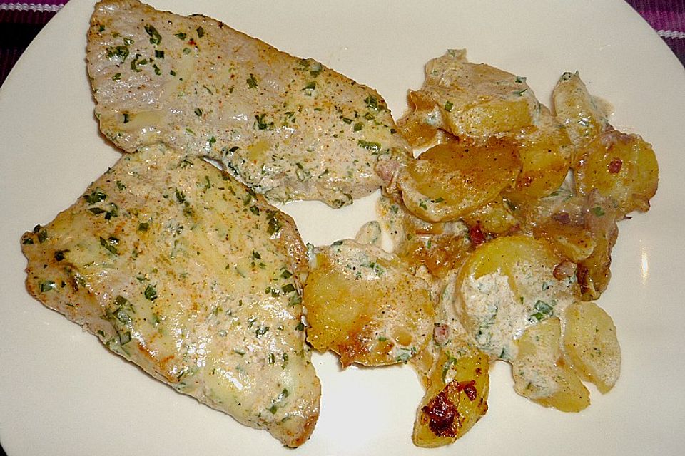 Bratkartoffelauflauf mit Schnitzel