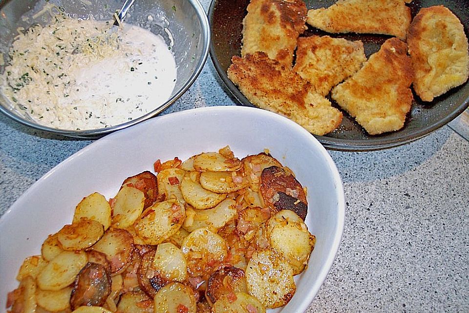 Bratkartoffelauflauf mit Schnitzel