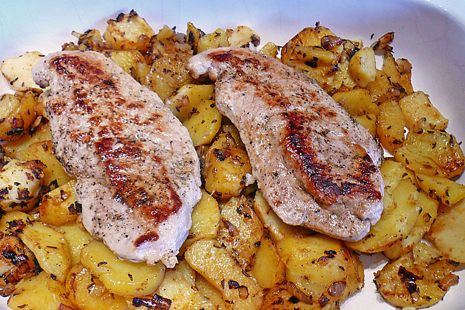 Bratkartoffelauflauf mit Schnitzel