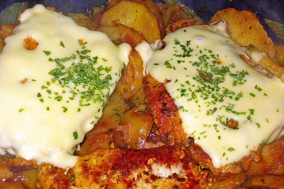 Bratkartoffelauflauf mit Schnitzel