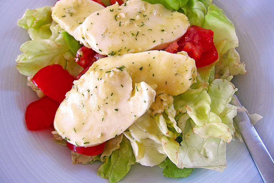 Römersalat mit mariniertem Mozzarella