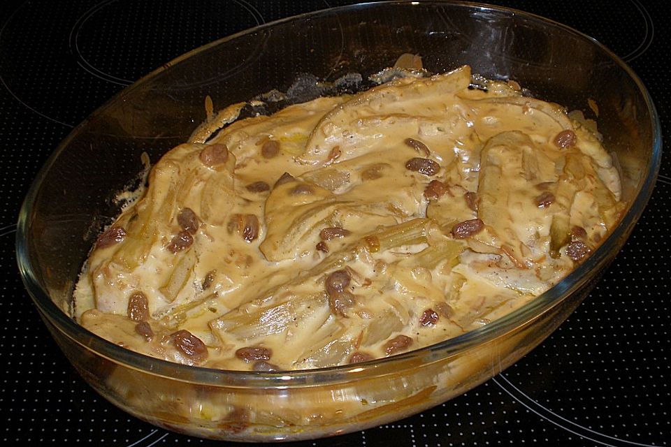 Hähnchenbrust in Fenchel - Orangensahne