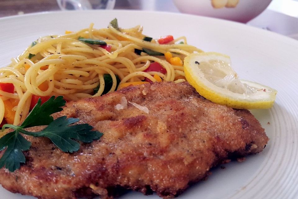 Schnitzel mit Parmesan - Kruste