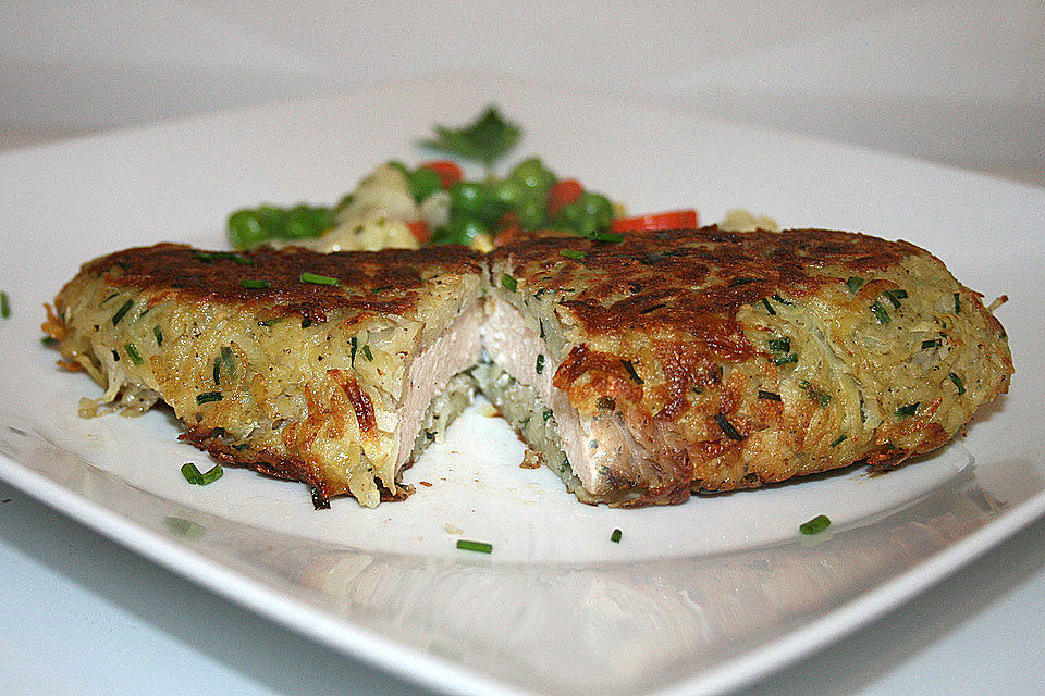 Hähnchenschnitzel mit Reibekuchen - Hülle