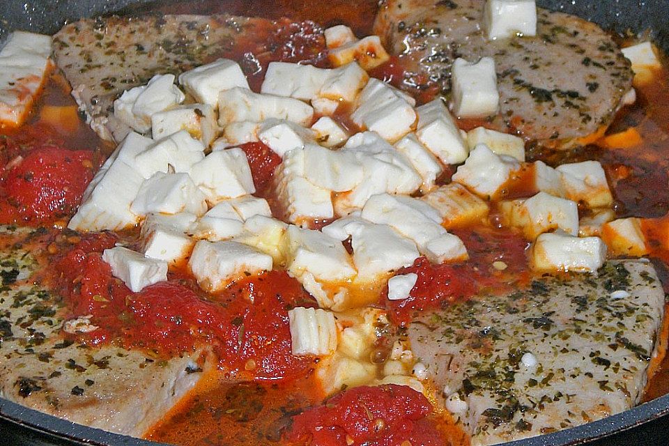 Thunfischsteak mit Feta - Tomaten