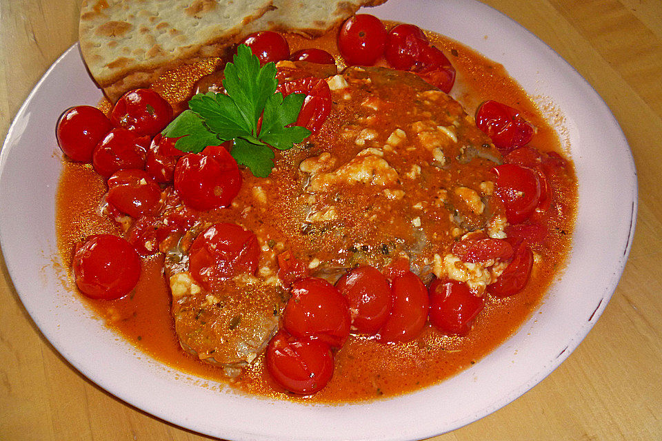 Thunfischsteak mit Feta - Tomaten