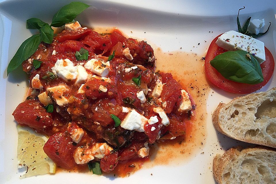 Thunfischsteak mit Feta - Tomaten