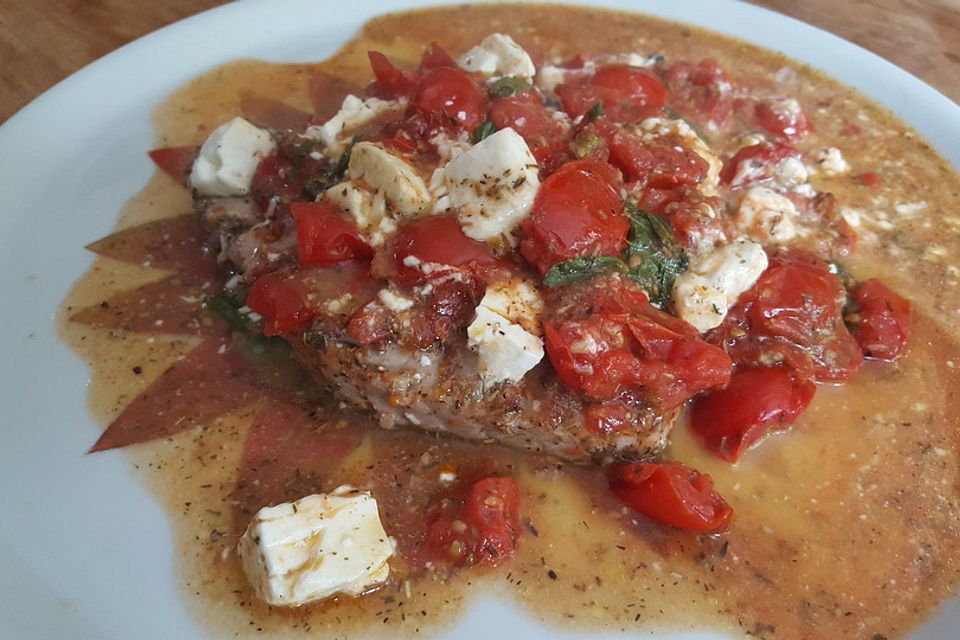 Thunfischsteak mit Feta - Tomaten