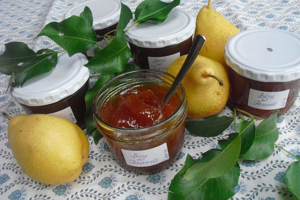 Birnenmarmelade mit Karamell