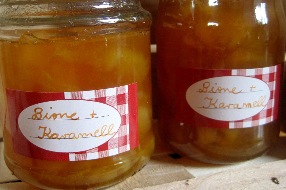 Birnenmarmelade mit Karamell