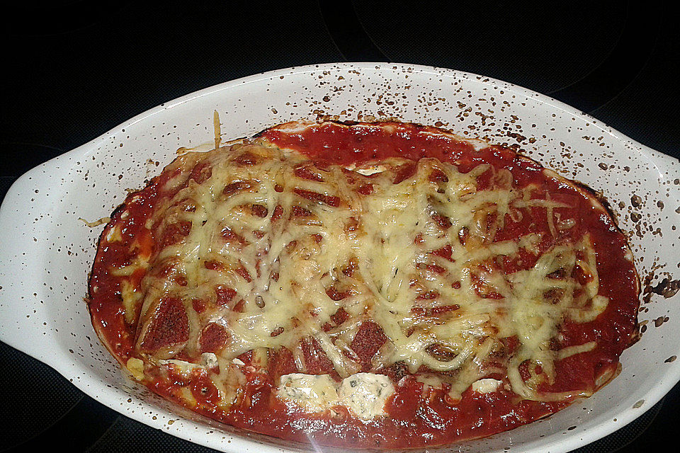 Cannelloni, gefüllt mit Frischkäse