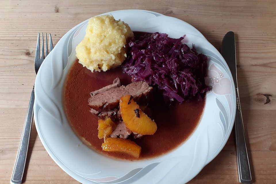 Entenbrustfilets mit Orangensoße