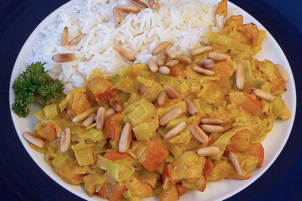 Kürbiscurry mit Frühlingszwiebeln