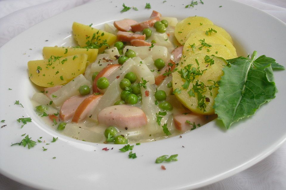 Fleischwurst-Kohlrabi-Eintopf