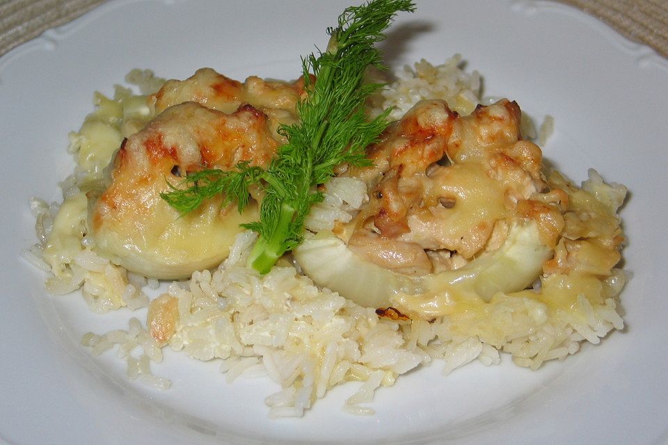 Gefüllter Fenchel auf Reisgratin