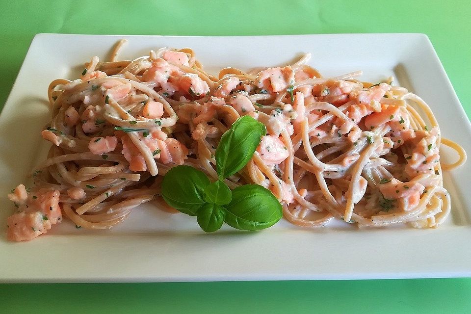 Lachs - Spaghetti mit Frischkäse