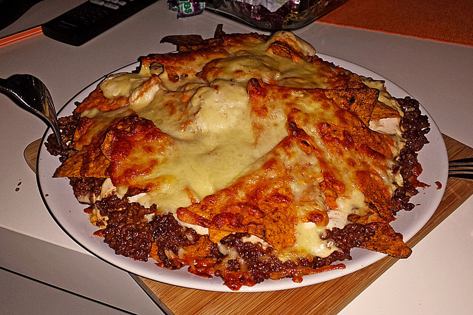 Nachos mit BBQ überbacken