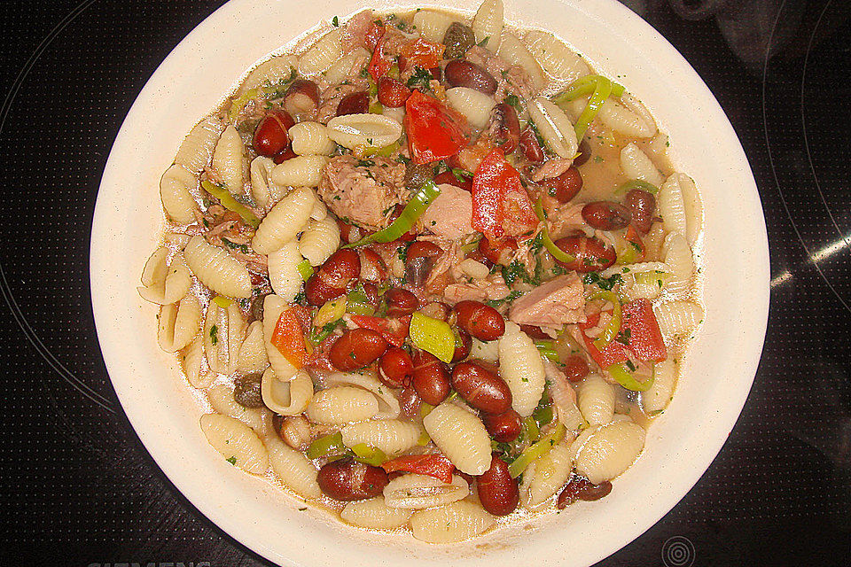 Bohnenpfanne mit Thunfisch