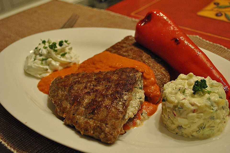 Beefsteaks mit Schafskäse