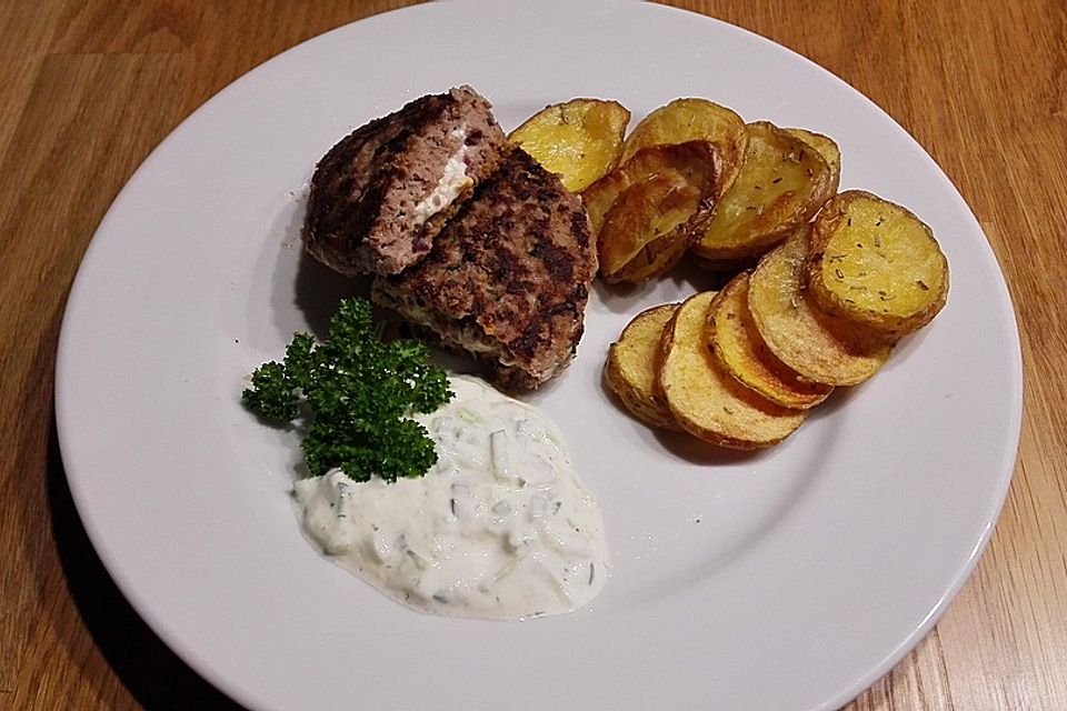 Beefsteaks mit Schafskäse