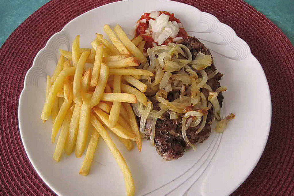 Biersteak mit Zwiebeln