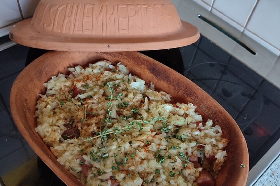 Zwiebelfleisch aus dem Römertopf