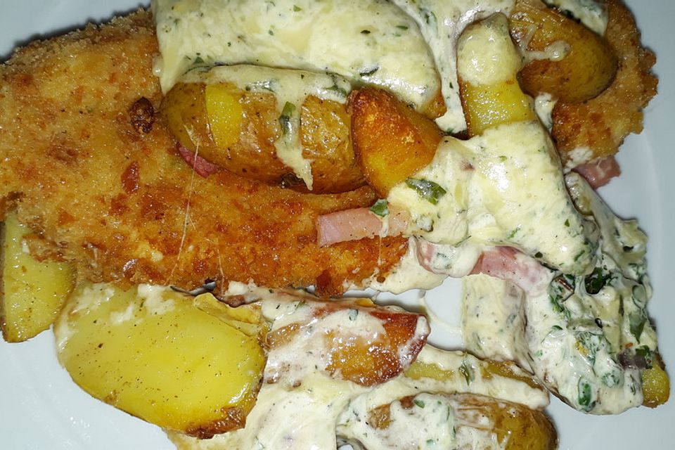 Bratkartoffelauflauf mit Schnitzel