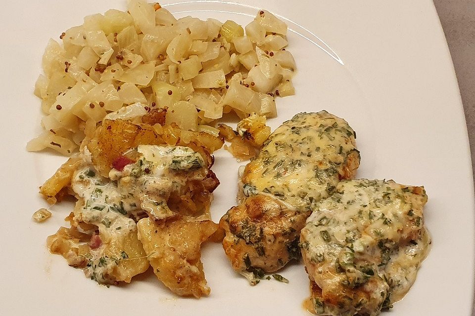 Bratkartoffelauflauf mit Schnitzel