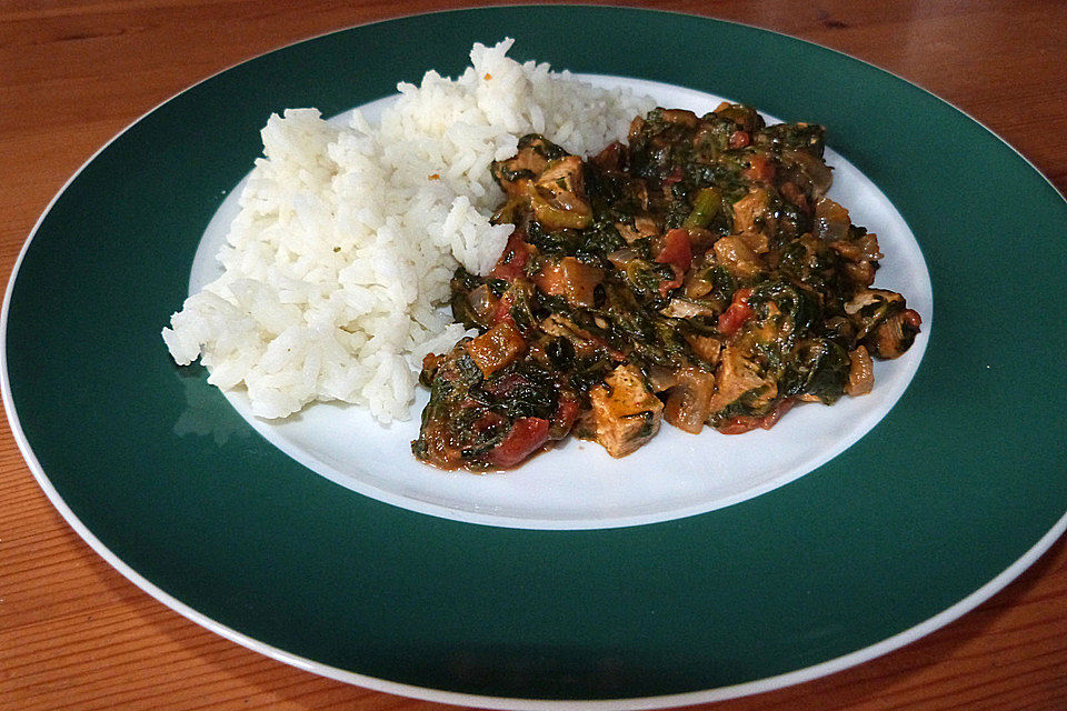 Tofu mit indischem Spinat