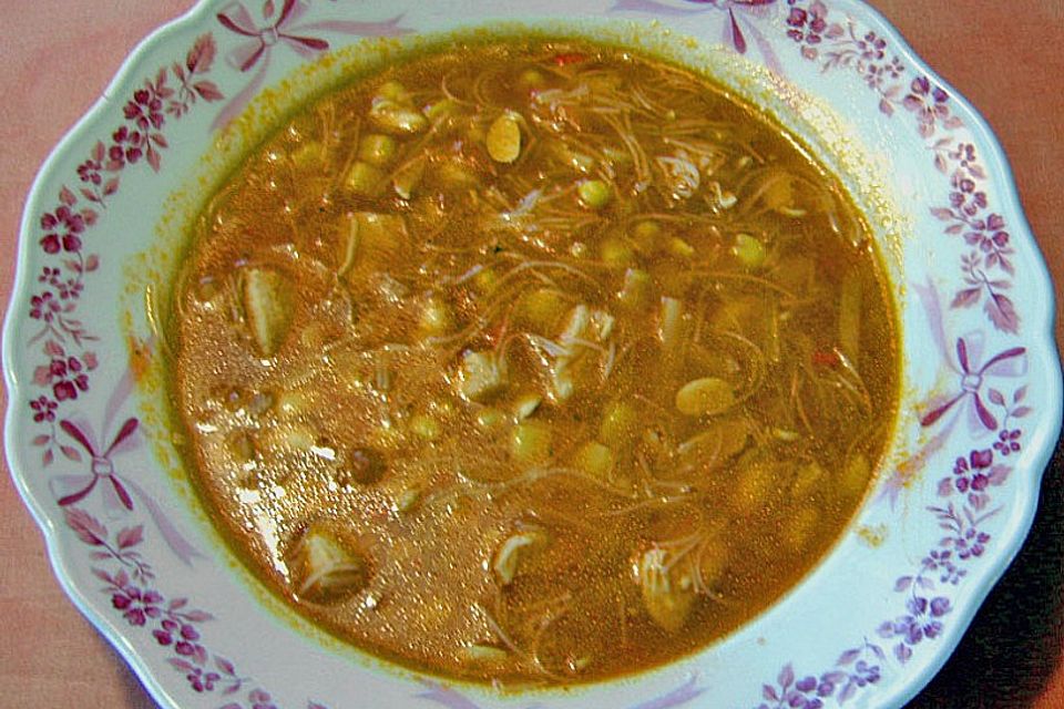 Hühnersuppe, scharf - sauer