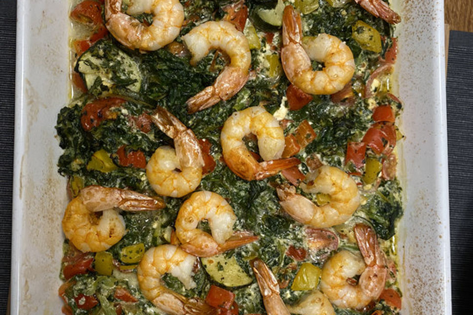 Mediterrane Scampi - Gemüsepfanne