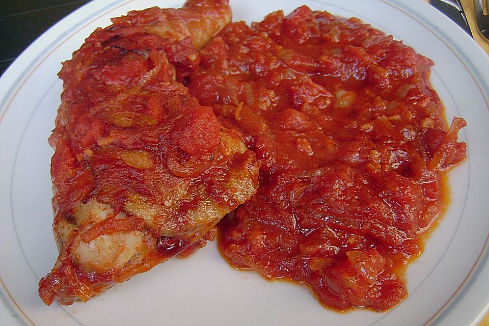 Knoblauchhähnchen in Tomatensauce