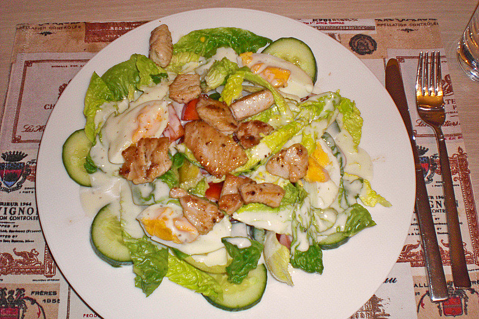 Bunter Salat mit Putenbruststreifen