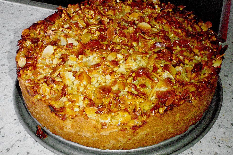 Aprikosenkuchen mit Mandelhaube