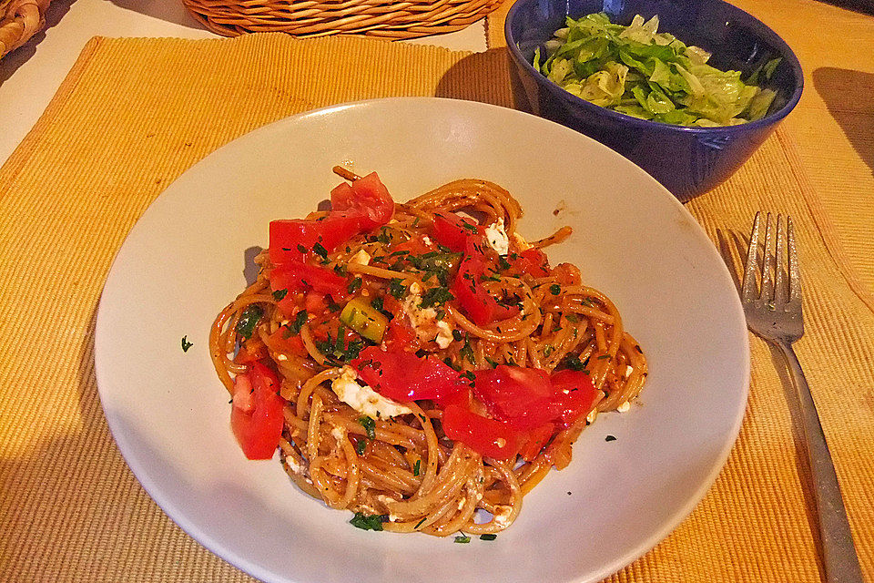 Spaghetti all'olio e verdura