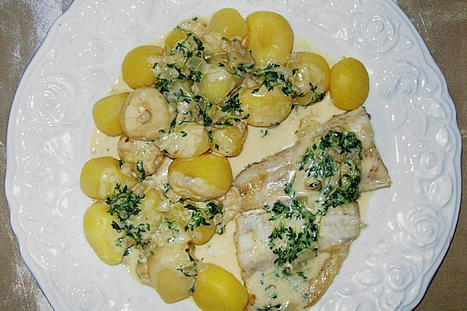 Schellfisch mit Kressesauce