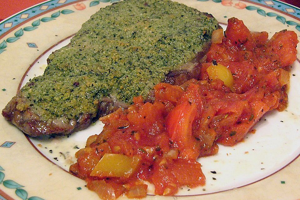 Kräuter - Steaks mit Tomatengemüse