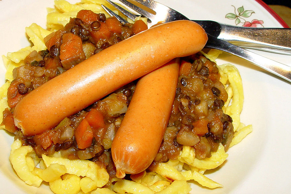 Linsen mit Spätzle